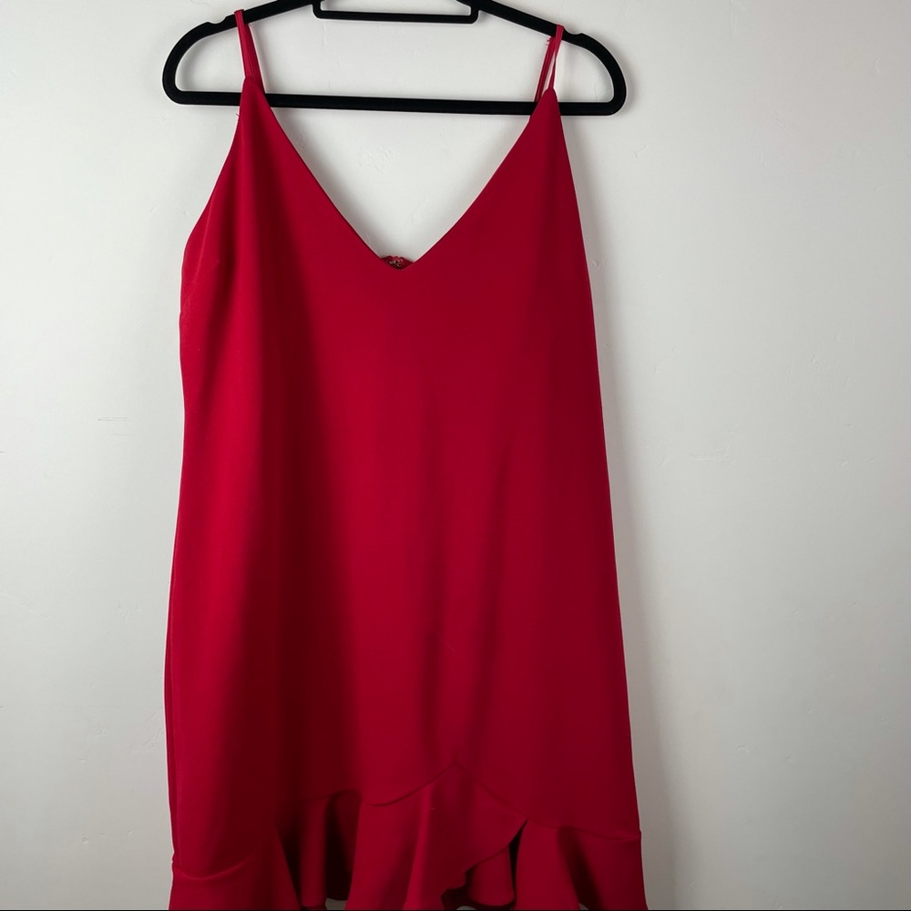 Showpo red ruffle dress | size 16